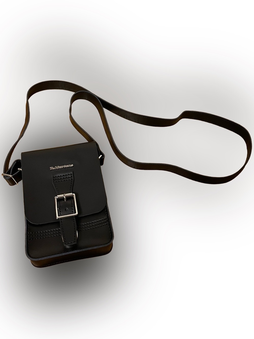 Dr. Martens Black Smooth Leather Vertical Crossbody Bag